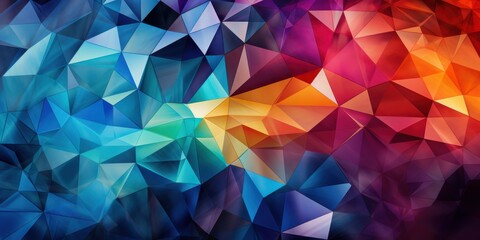 Fototapeta premium Abstract Polygonal Mosaic with Vibrant Hues and Geometric Shapes