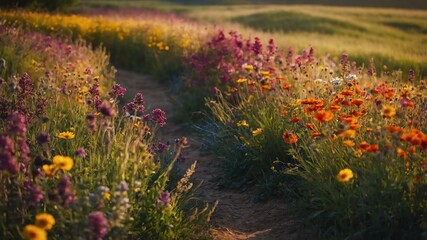 summer pathway on a colorful meadow background
