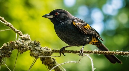 close-up of a tropical wild bird in the forest, tropical wild bird, wild bird in the forest, bird sitting on the tree