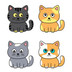 set of isolated cute cats