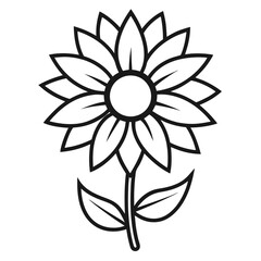 Vector Outline of Sunflower &ndash; Simple Sunflower Illustration in Outline Style