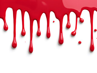 Red paint dripping isolated on white background	