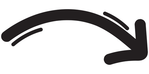 Long curved hand drawn arrow vector