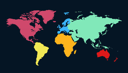 World map. Color modern vector map. Silhouette map.