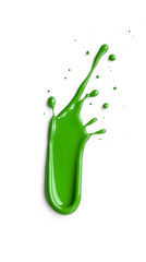 Green paint splashing, dripping isolated on white background	