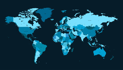 Fototapeta premium World map. Color modern vector map. Silhouette map.