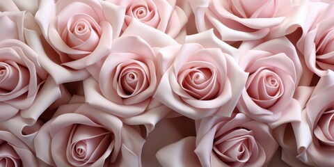 A delicate arrangement of soft pink roses, showcasing intricate petals and a gentle, romantic aesthetic.