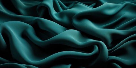 Obraz premium Abstract Drapery of Teal Fabric With Soft, Flowing Curves