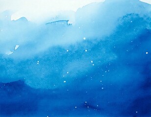 Naklejka premium Blue hues blend seamlessly in watercolor, creating a serene and tranquil atmosphere, inviting viewers to immerse themselves in a calming visual experience reminiscent of peaceful ocean waves and clear