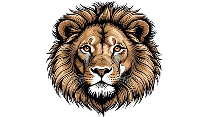Obraz premium A detailed illustration of a lion's head with a majestic mane.