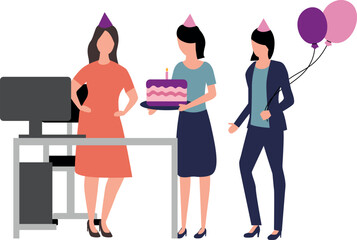 Office Birthday Celebration Illustration