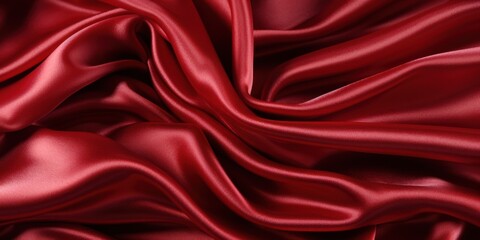 Obraz premium Abstract Draped Red Satin Fabric Texture with Smooth, Flowing Lines and a Deep, Rich Hue