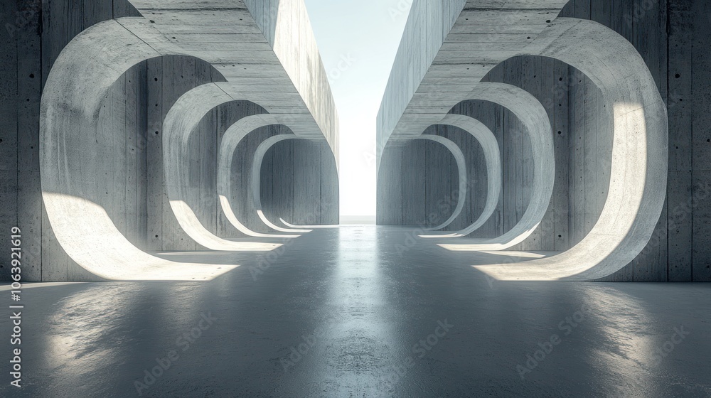 Poster abstract concrete architecture with arched passageways