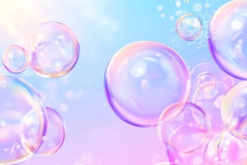 Holographic 3D bubbles in light pink and purple gradients for digital branding or tech backgrounds