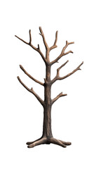 Fototapeta premium Leafless tree with branching structure isolated on a transparent background, symbolizing winter or autumn themes.