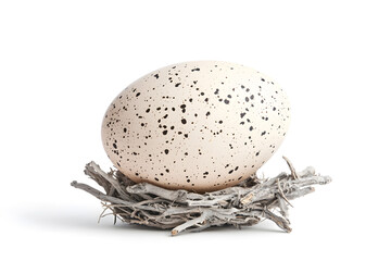  Nest with egg isolated on white background