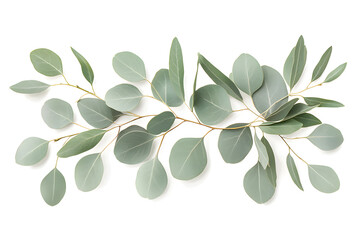 Naklejka premium Watercolor green eucalyptus branch isolated on white