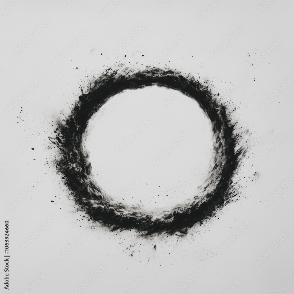 Poster abstract circular ink splash on white background creating modern artistic design