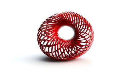 Red Metallic Spiral Arrow Design in 3D