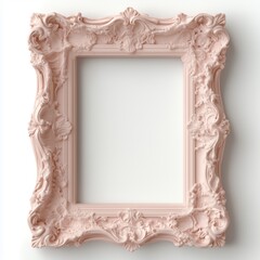 Ornate vintage pink frame with intricate baroque design and elegant empty center