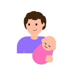 Man with a child. Vector simple color flat illustration.