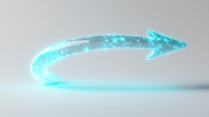 Smooth Cyan Arrow Curving Upward in 3D Space