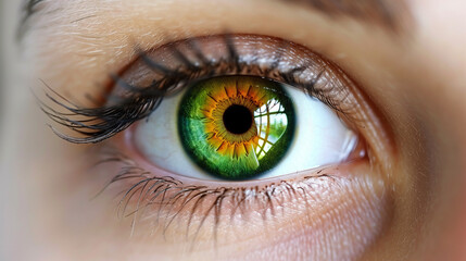 Fototapeta premium Primer plano de ojo humano con iris verde y detalles nítidos