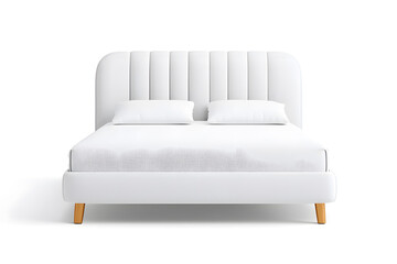 Comfortable bed with pillows with Modern Classic Design isolated on white background