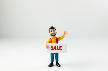 toy man holding a sign with the text (Sale)