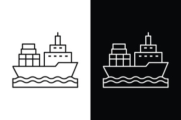 Fototapeta premium Cargo ship icon on White Background Vector Art Illustration on white background.