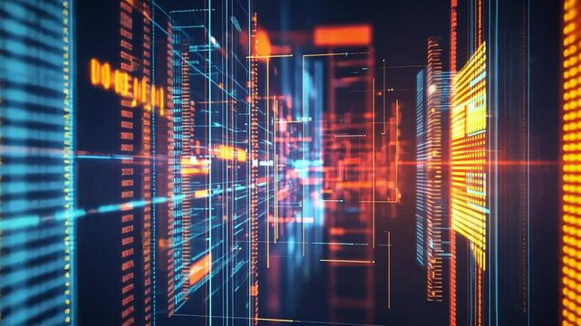 Quantum computing technology background, filled with quantum circuits, entangled particles, and abstract data grids,