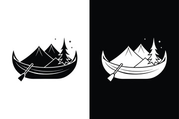 Canoe icon on White Background Vector Art Illustration on white background.	