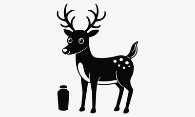 Fototapeta premium Christmas Day, Reindeer Repair Ointment vector white background illustration Generative Ai