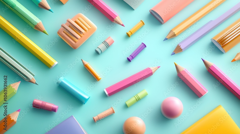 Poster a vibrant array of pencils and highlighters scattered across a study desk, ready for use.