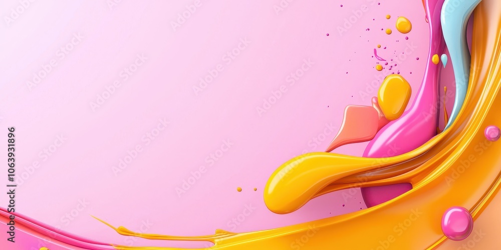 Poster a vibrant, creative border framing a textured background with dynamic color splashes and abstract sh