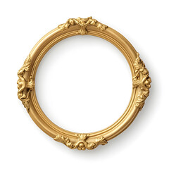 Floral metal golden frame isolated on white background