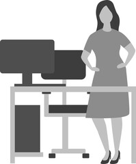 Illustration of a Woman in a Modern Workspace