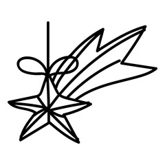 Single star, comet tail in cosmos. Hand drawn doodle illustration