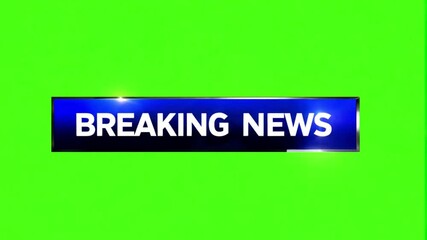 Breaking news bar on green screen. 4K animated Broadcast News Banners Design Element Broadcast Web Background Rotating Globe earth planet map. Isolated on green chroma key screen. Textless broadcastin
