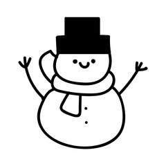 Doodle snowman. Decorative element for Christmas, New Year design.Hand-drawn vector illustration