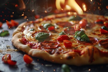 Freshly baked pizza