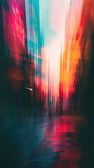 Fototapeta premium Blurred of a city street with a red light