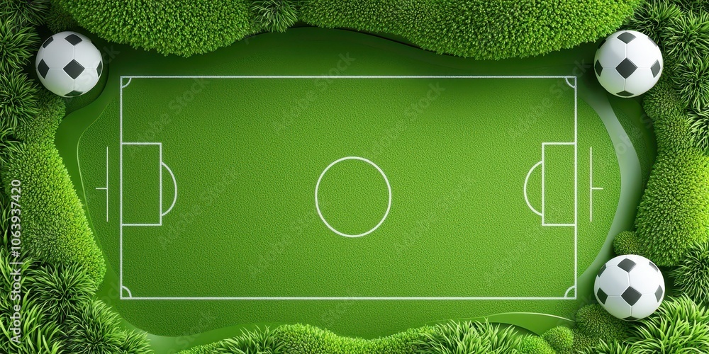 Poster an aerial view of a football grass texture background featuring intricate patterns and markings, per