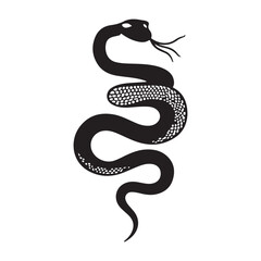 Fototapeta premium Traditional Chinese Snake black silhouette icon isolated on white background.