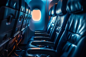 Empty business class seats in a commercial airplane
