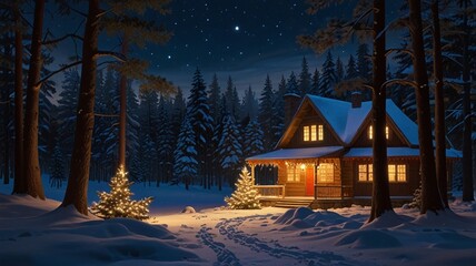 Christmas celebration with  snow background