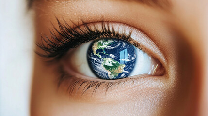 Naklejka premium beautiful female eyes, reflection of the pupil in fantasy, abstraction.