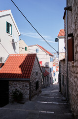 Ancient buildings in old town. Split, Croatia.