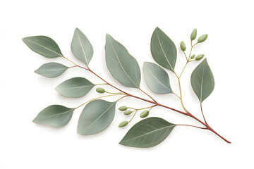 Obraz premium Watercolor green eucalyptus branch isolated on white