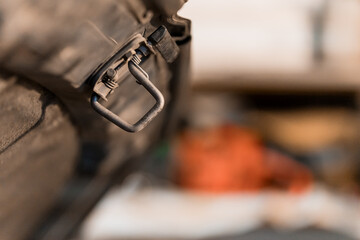 Detailed Close-up of a Metal Hook in an Automotive Context